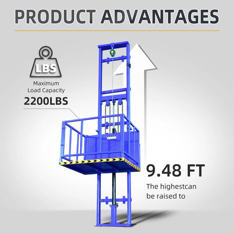 Heavy Duty 2200 Lbs Electric Hydraulic Lift Platform With Wall Mount Freight Elevator showcasing lift capacity and height