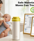 Grind Mode Ready Portable Breast Milk Cooler Pack Holds Two Twenty Two Ounce Thermal Containers Preserves Nutrients Up To Twenty Four Hours Total Vibe For Busy Moms Hitting The Road Or Office positioned next to a mother feeding her baby.