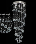 Crystal Spiral Raindrop Chandelier With K9 Crystal, Flush Mount LED Ceiling Light Fixture showing detailed view of A grade crystals.
