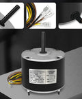 Condenser Fan Motor Replacement One Fifth HP 1100 RPM 208V 230V With 6uF Capacitor Included Easy Install Plug And Play close-up details