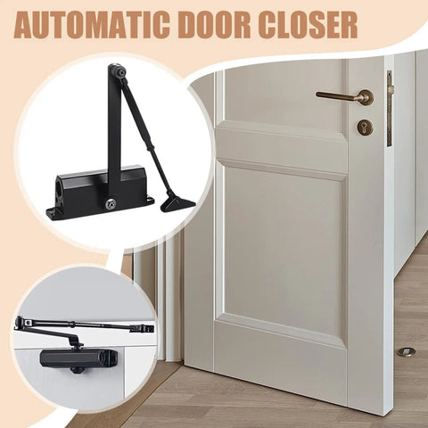 Cast Aluminum Door Closer With Adjustable Hydraulic Soft Close And Smart Closing Detection For Hands Free Auto Close, Durable Residential Door System, 24 Inch Model, Smooth, Quiet, Easy Install on white door