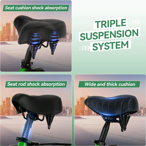 All Terrain Adult Electric Trike With Three Wheels Folding Design 450 Lb Load Up To 40 Miles Of Range At Fifteen Point Five To Nineteen MPH 750W Peak Motor With Removable Battery UL Certified Step Through E Trike For Easy City Cruising seat with triple suspension