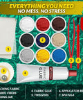 Complete Fabric And Carpet Repair Kit For Tears, Holes, And Burns Easy DIY Patch With Color Matching and Tools Displayed