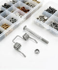 Top Notch Wagon Handle Torsion Spring Kit With Mounting Screws to Fix Foldable Camp Carts, Beach Gliders, And Garden Utility Wagons Fast For Easy Repairs silver spring and screw hardware