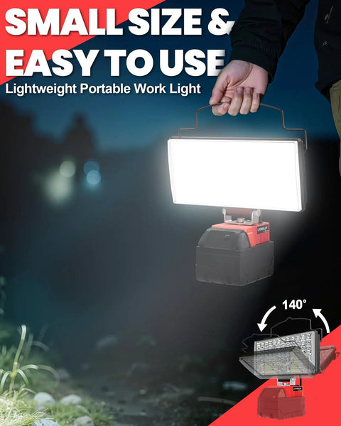 Led Work Light For Milwaukee Battery Compatible 38W 3000 Lumens Beefy Portable Flood Light in hand on a dark path