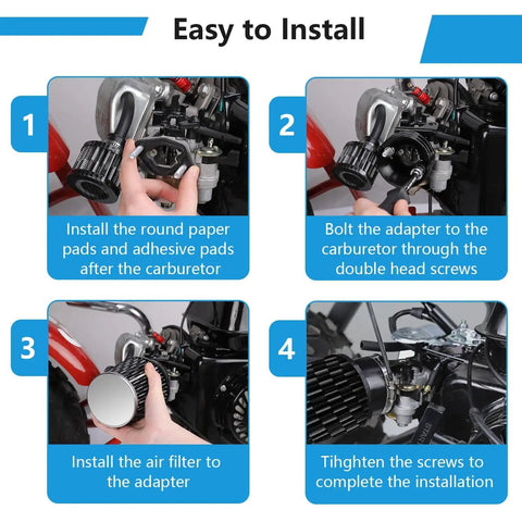 Step-by-step installation guide for High Flow Air Filter Kit For Predator 212cc 196cc Mini Bike Go Kart 62mm Filter