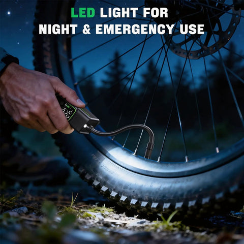 Cordless Rechargeable Air Pump With Gauge And Brushless Motor, 150 PSI Fast Inflation, Your Go-To Portable Mini Tire Inflator For Presta And Schrader Valves, Works With Road And Mountain Bikes, Motorcycles And Balls