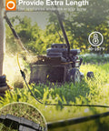 Lawn mower connected to 100 Ft Outdoor Extension Cord Waterproof And All Weather 16 Gauge 3 Prong Copper Plug Flexible UL Listed