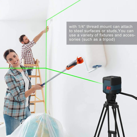 Laser Level Cross Line With Self Leveling And Manual Modes, Vertical And Horizontal Beams, 360 Degree Rotating Line, Dual Mode Laser Level, Carrying Pouch, Battery Included For Quick Dead On Accurate Layouts