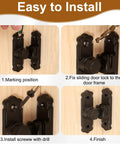 Installation steps for Premium Gold Aluminum Flip Gate Latch Set on wooden door, showing marking, fixing, and drilling process.