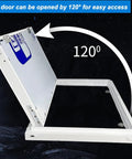 Hassle Free Paintable Drywall Access Panel 14 By 26 Inch aluminum frame opening at 120° for easy access to plumbing and electrical.