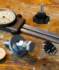 Four Pack Top Shelf M10X25MM Star Clamping Knobs With 38Mm Plastic Handles for use with calipers on workbench.