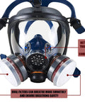 Full Face Respirator Mask for Organic Vapors and Paint Fumes with Dual Cartridges, Comfortable Fit, Easy Breathing, Anti Fog