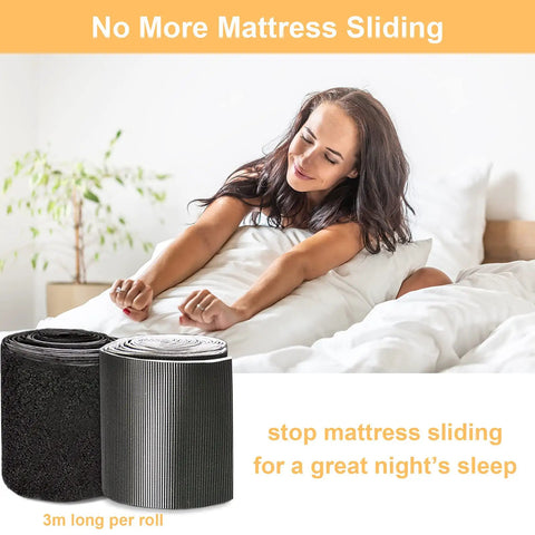Non Slip Mattress Pad With Self Adhesive Hook And Loop Tape For Mattress Couch Rugs And Furniture Anti Slip Grip 11cm Wide By 3m Long Stronger Hook Side For A Tighter Fit And No Shifting visible
