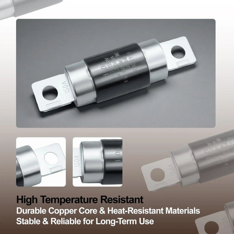 Close-up of a high voltage fuse for Hyundai Sonata Hybrid and Kia Optima Hybrid models, showcasing durable copper core and heat-resistant design.