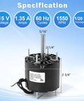 General Purpose Shaded Pole Motor 1/20 HP 1550 RPM Open Ventilated with dimensions and specs shown