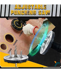 Adjustable Hole Saw Kit 45 To 130mm for power cordless drill or screwdriver DIY woodworking tool in action cutting clean holes