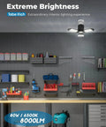 Ultra Bright LED Garage Light With 168 Chips, Three Plus One Deformable Panels, 80W 8000LM 6500K Daylight Screw In Ceiling Light