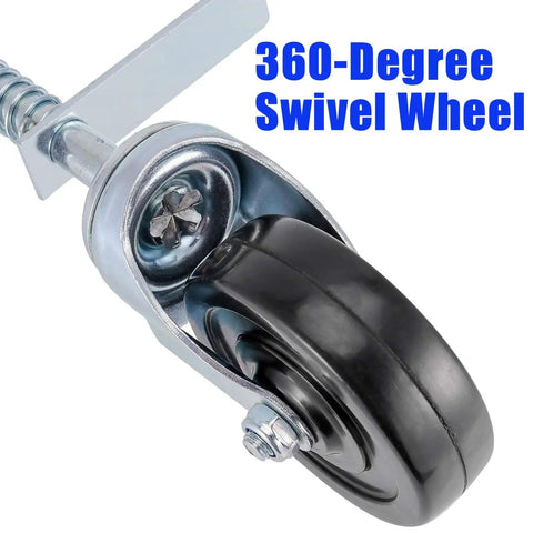 Beefed Up 4 Inch Gate Caster Wheel Set With Spring Loaded Swivel, Rugged Rubber And Steel Build, 250 To 500 Lb Load Capacity