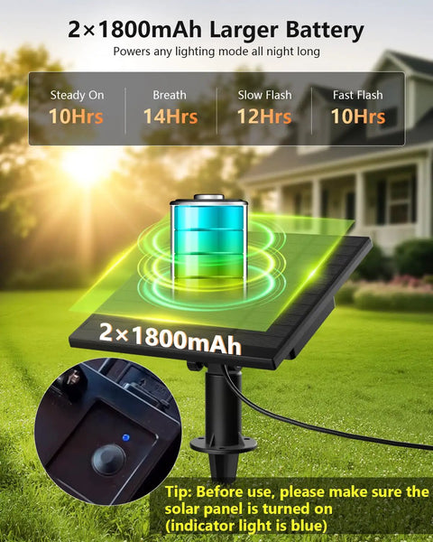 Solar panel with battery capacity for 100 Feet Solar String Lights For Outdoor Use Waterproof With Remote Dimmable And Timable Three Lighting Modes 31 And 2 Shatterproof LEDs