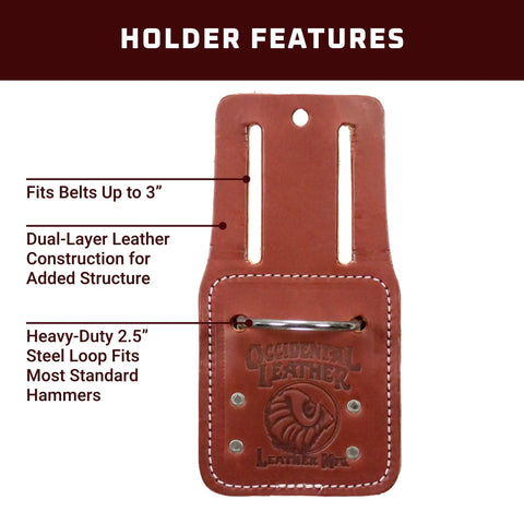 OxyRed Hammer Holder With Steel Hardware Sandwiched Between Premium 12 Oz Leather For Rugged Comfort And Lasting Durability USA Made Since 1980