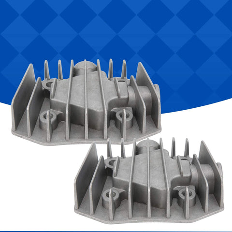 2 Pack Aluminum Air Compressor Cylinder Heads For 4/3/5P, 48mm By 72mm, Pneumatic Drive, Dual Heads, Cast Aluminum With Cooling Cover