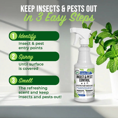 Natural Peppermint Bug Spray For Dogs And Cats Kickin Fleas And Ticks Away Safe For Kids And Pets Badass Natural Protection Allergen Free Garden Patio Defense 16 Ounce bottle with instructions for use and mint leaves.