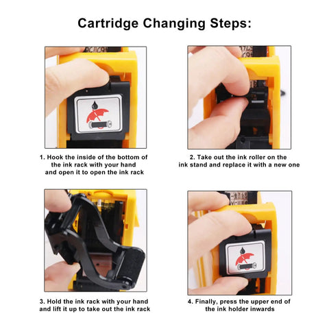 Steps to change cartridge in 8 Digit Price Tag Gun Manual Labeling Machine With Cartridge Portable Price Marking Tool