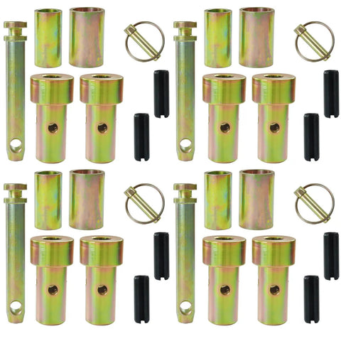 4 Pack CAT 1 Quick Hitch Bushings Kit With S07070200 Top Link Pin And S07090100 Lynch Pin, steel components, top view