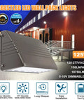 Legit 12 Pack Led Wall Pack Lights For Outdoor Commercial Areas With Dusk To Dawn Sensor Up To 125W mounted on a building.