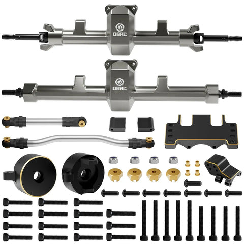 1/24 Scale Beefed-Up Extended Axle Set With 5mm Gain, 50 Degree Steering, Brass Knuckles, Truss, And Servo Mount For Axial SCX24