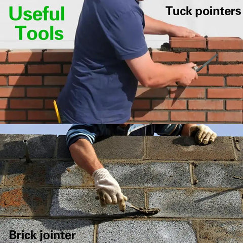 Tuck pointer and brick jointer usage with Three Pack Tile Grout Masonry Mortar Bags 12x24 Inch Heavy Duty Tear Resistant Puncture Tip Cement Sealer Bags For Grouting And Tile Installation Blue Includes Brick Jointer And Tuck Pointer