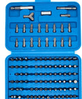 101 Piece Security Bit Set With Ratcheting Screwdriver Rock Solid Chrome Vanadium Steel bits displayed in blue case.