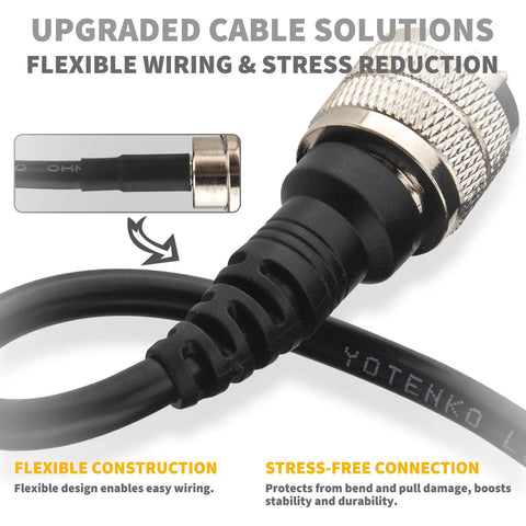 Close-up of a CB Radio Coax Cable 15ft Low Loss UHF PL259 To PL259 Connector showing flexible, stress-reducing design.