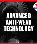 Multi Vehicle ATF Full Synthetic Automatic Transmission Fluid 1 Quart anti-wear technology with gear background.