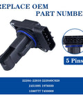 Mass Air Flow Sensor MAF Replacement For Toyota Camry Avalon Corolla Prius Sienna 4Runner Matrix Highlander Tacoma 2.4L 3.0L 3.4L 1.8L 1.5L OE 22204-22010 Compatible, 5-pin connector