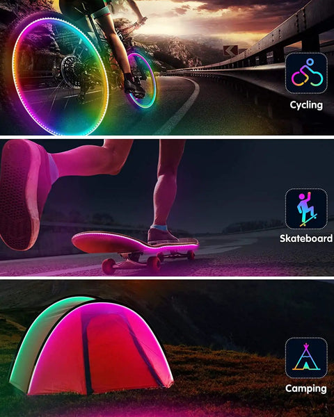 USB Powered RGB 15 Color LED Strip Lights With Remote Control 6.56ft for cycling, skateboarding, and camping mood lighting