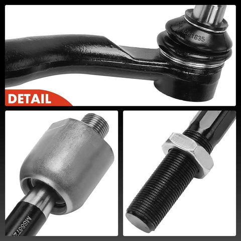 Front Inner And Outer Tie Rod End Kit For Lexus LX470 1998 2002 And Toyota Land Cruiser 1998 2002 Replacement To Fix Uneven Tire Wear Steering Vibration And Loose Handling; 4-piece steel set detail