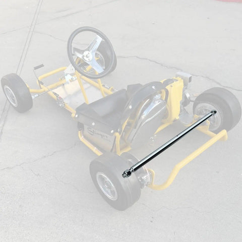 Beefed-Up Heavy Duty Steel 44 Inch Go Kart Live Axle Kit With 1 Inch Bore And 3/4 Inch Step Down Ends installed on a go-kart
