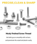 All In One Heavy Duty 48Pcs M10 Stainless Steel Hex Bolts Nut Washer Kit With Storage Case 304 Grade Includes 40mm 50mm 70mm 80mm Bolts 12 Nuts
