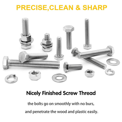All In One Heavy Duty 48Pcs M10 Stainless Steel Hex Bolts Nut Washer Kit With Storage Case 304 Grade Includes 40mm 50mm 70mm 80mm Bolts 12 Nuts