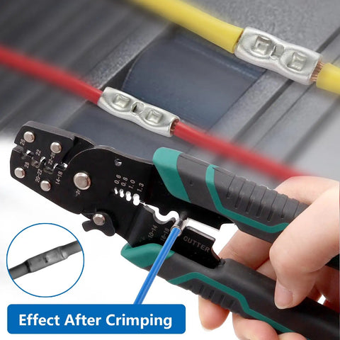 Crimping tool using 80 Piece Non Insulated Butt Connectors Kit 4 6 8 AWG With Heat Shrink Tubing For Wiring on colored wires