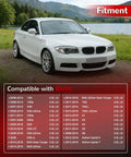BMW car compatibility chart showing models for Plug N Play Direct Fit Electric Water Pump With Thermostat For BMW 135i 135is 335i X1 X5 X6 N55