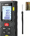 Go-To Laser Distance Meter, 196 Ft Range, Bubble Level, Area, Volume, And Pythagorean Modes, Real-Time Updates Every 0.5 Seconds, Handy Pro-Grade Tool For Home Improvement, Renovations, And DIY Projects. Black handheld laser distance meter with lanyard and batteries