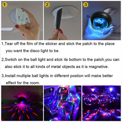 Steps to install Mini DJ Disco Ball Light 2 In 1 With Sound Activated Multicolor LEDs Portable Rechargeable Night Light for parties