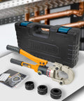 Hydraulic Copper Tube Fittings Crimping Tool With One Half Inch Three Quarter Inch And One Inch Jaw Sizes shown with case