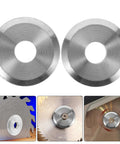 Pro Grade Table Saw Accessory With Flange Clamp Plate And Blade Stabilizer For Precise Cuts, showing circular metal components.