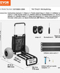 Beach Cart With Balloon Wheels And Large Deck For Sand Heavy Duty Load Up To 165 Pounds Adjustable Height From 27 To 44.7 Inches Foldable Wagon components shown
