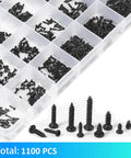 1100Pcs Laptop And Notebook Screws Kit With 24 Types Round Pan Head Tapping Screws M1.2 M1.4 M1.5 M1.7 M2 Phillips Mini Screw Set visible in storage box