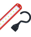 Close-up of Beast 500 Lumen LED Shop Light with ultra slim design and magnetic mount, showing LED panel and hook attachment.